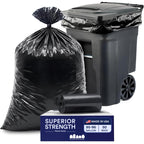Plasticplace 95-96 Gallon Heavy Duty Trash Bags, Garbage Bags, Puncture-Resistant, Fits Rollaway Cans & Drums, Durable Large Plastic Bags (50 Count)