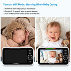 HelloBaby No WiFi Baby Monitor Camera and Audio HB6550, 5" Video Screen
