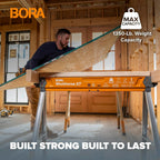 BORA Workhorse XT Saw Horses 2 Pack Adjustable Folding Heavy Duty Sawhorse