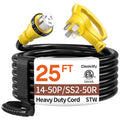 25FT 50 Amp Generator Cord NEMA14-50P/SS2-50R with Twist Lock