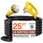 25FT 50 Amp Generator Cord NEMA14-50P/SS2-50R with Twist Lock