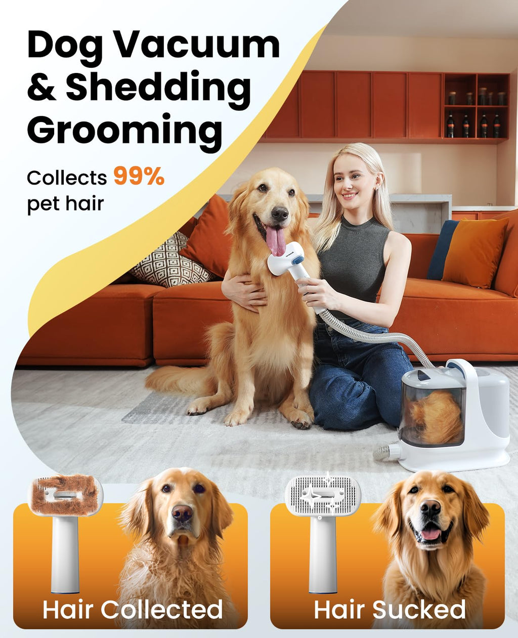 oneisall Dog Grooming Vacuum Kits with Pet Clipper