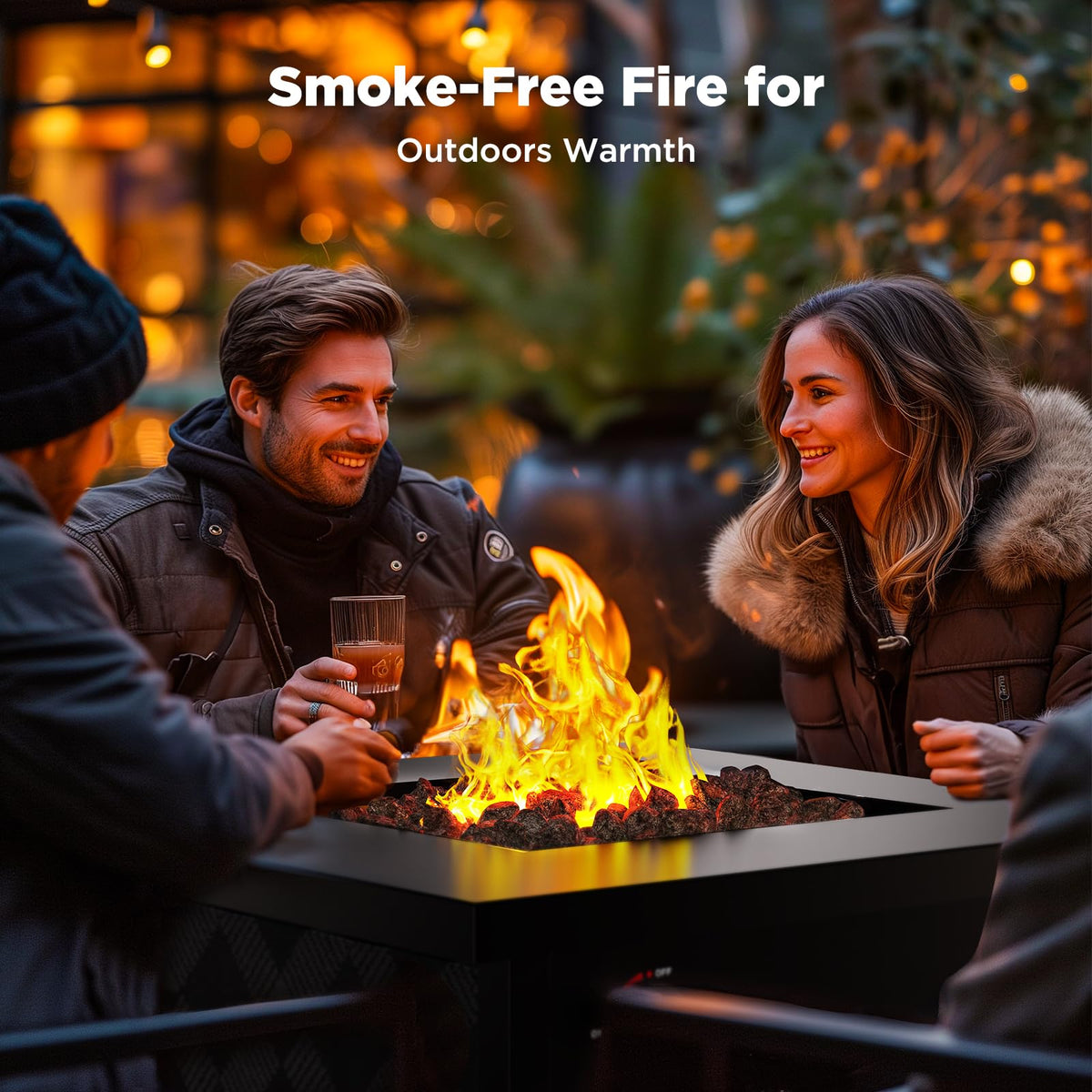 28Inch Propane Fire Pit Table, 50,000 BTU Outdoor Gas Fire Pit Table CSA-Certified for Outside Patio with Removable Lid and Lava Rocks, Add Warmth