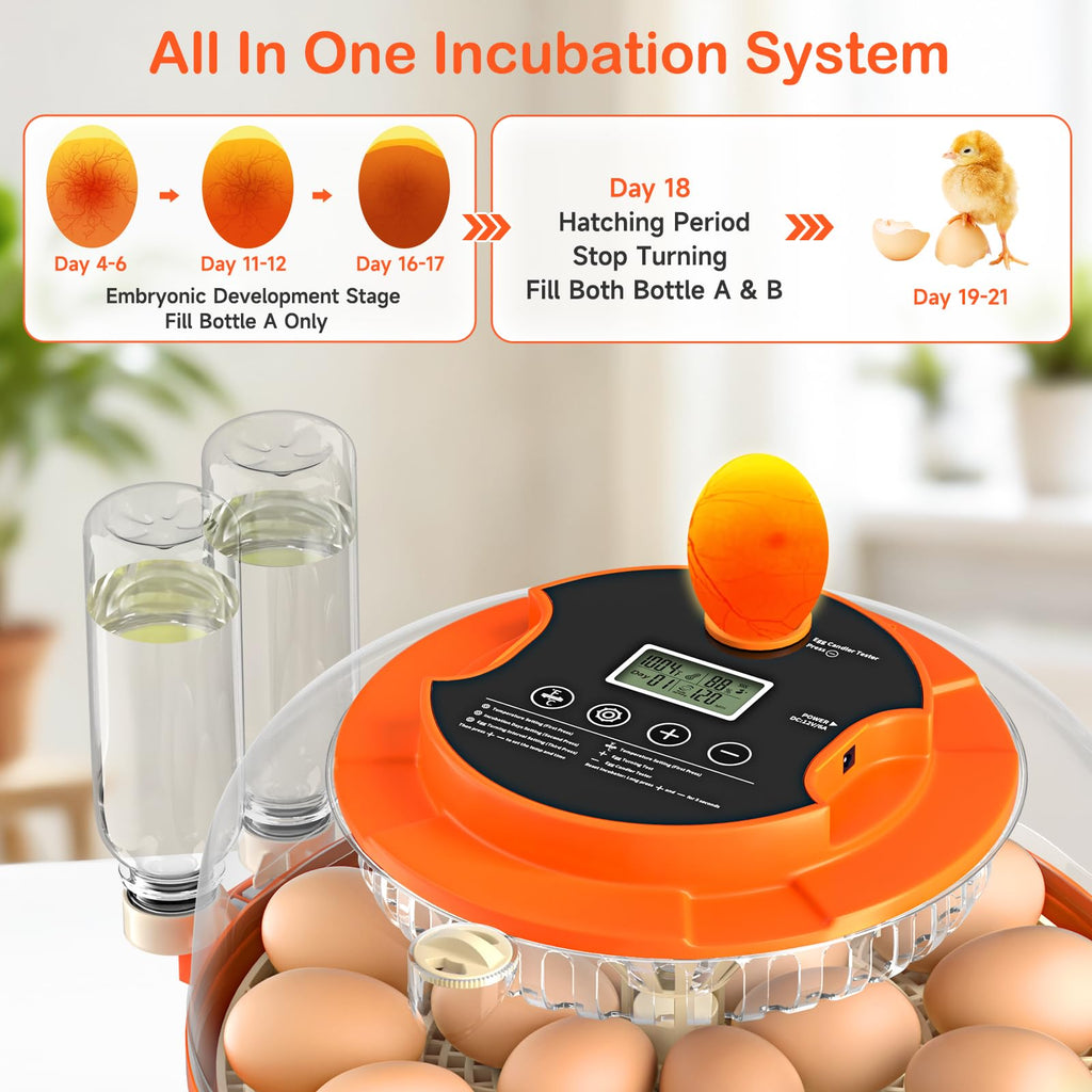 18 Egg Incubators for Hatching Eggs, Automatic Egg Turning and Humidity Control Incubator for Hatch Chicken Duck Quail Pigeon Pheasant Partridge Home
