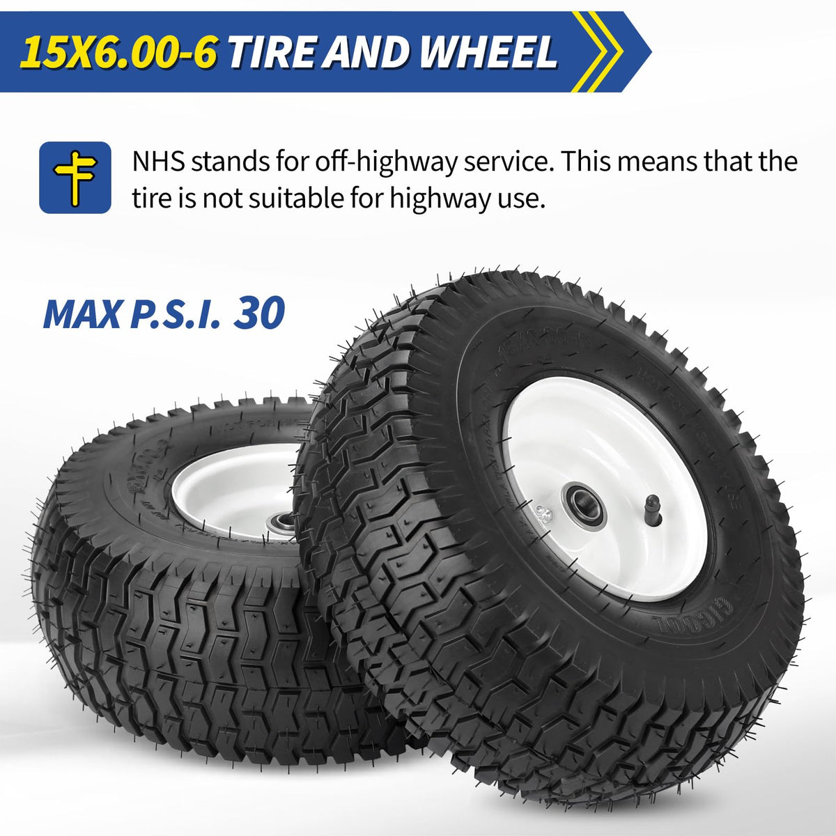 15x6.00-6 Rubber Lawn Mower Tire Wheel for Riding Mower Tractor Tire