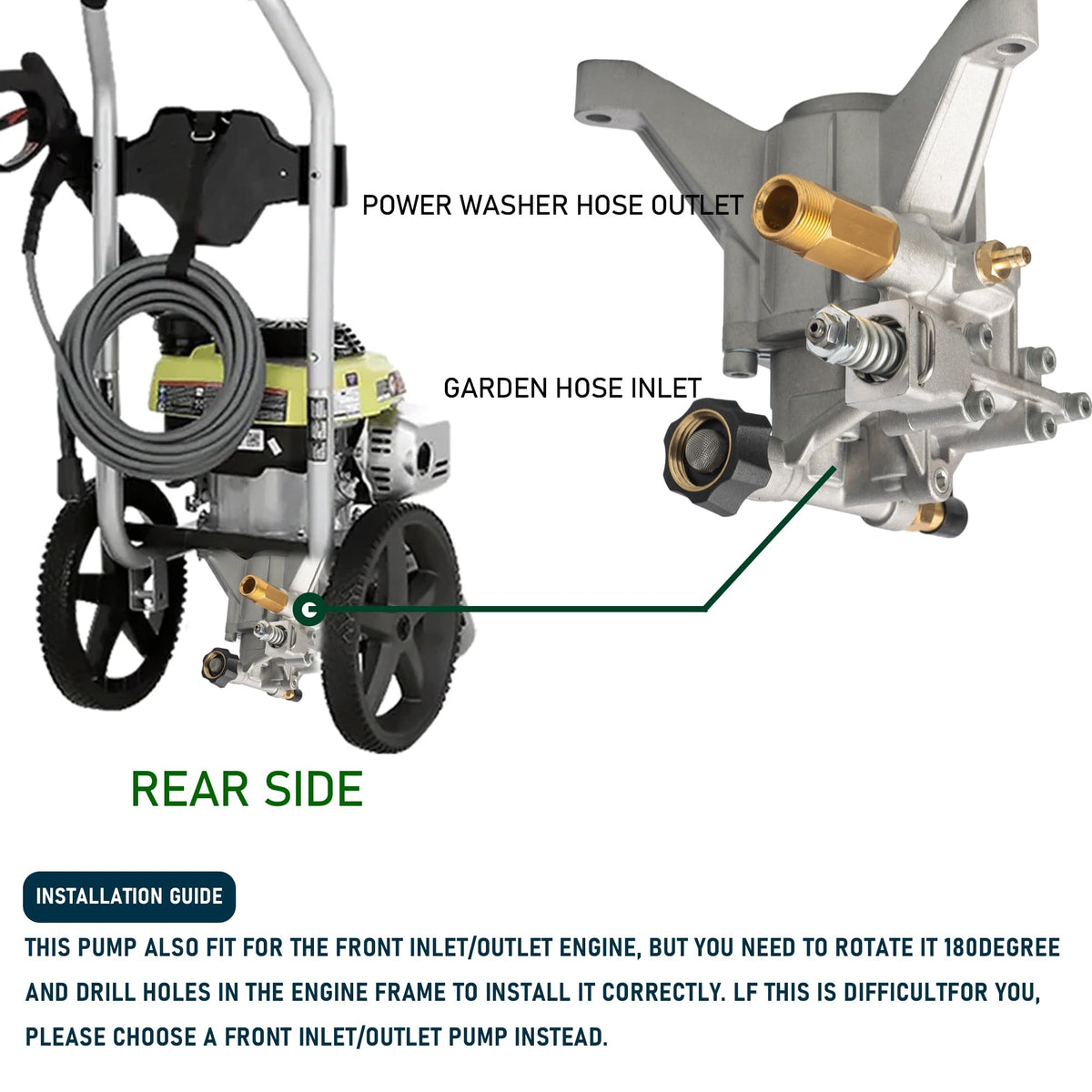 Hourleey 7/8" Shaft Vertical Pressure Washer Pump, 3400PSI 2.5GPM, Replacement Pump for Power Washer Kit, Compatible with Honda, Simpson, RYOBI