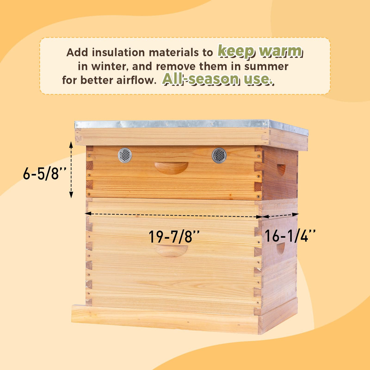 Honey Lake 10-Frame Beehive Quilt Box for Langstroth Hives
