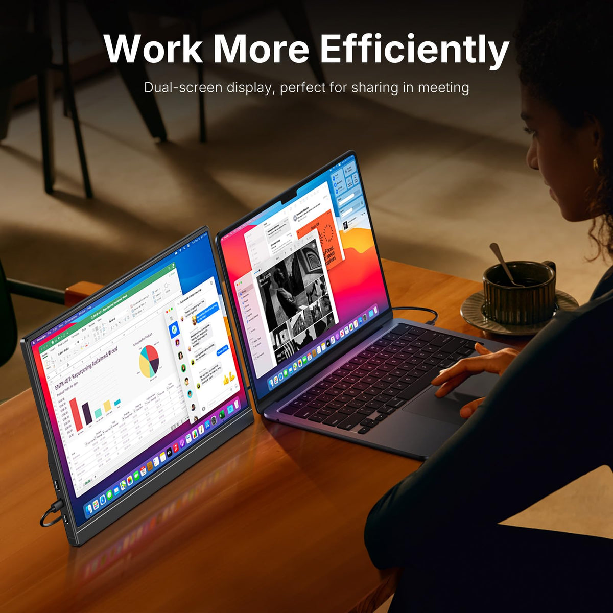 WGK 15.6 inch Portable Monitor 1080P FHD Travel Display HDMI/USB-C Compatible with Laptops, Desktops, Phones, PS, Mac, Xbox, Switch, and Other Gaming