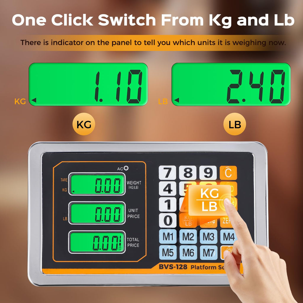 Digital Platform Scale 660LBs Heavy Duty Floor Scale KG/LB Switchable Postal Shipping Scale for Weighing Packages, Luggage, Suitcases, Boxes