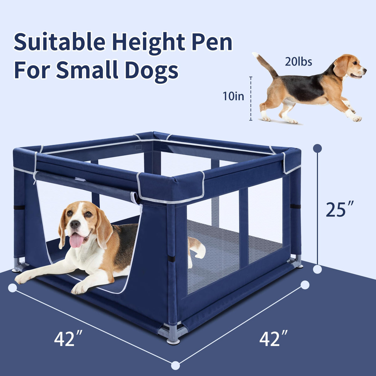 Puppy Playpen Indoor for Dog Small Pets, Dog Playpen 42x42x25 Inch, Dog Play Pen with Gate for Outdoor and Indoor, Oxford Fabric Pet Playpen for