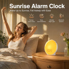 JALL Sunrise Alarm Clock for Bedrooms, Full-Screen Wake Up Light for Heavy Sleepers, White Noise Sound Machine, 25 Nature Sounds, 17 Light Modes, FM