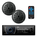 Pyle Marine Headunit Receiver Speaker Kit - In-Dash LCD Digital Stereo Built-in Bluetooth & Microphone w/ AM FM Radio System 5.25’’ Waterproof