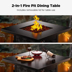 28Inch Propane Fire Pit Table, 50,000 BTU Outdoor Gas Fire Pit Table CSA-Certified for Outside Patio with Removable Lid and Lava Rocks, Add Warmth