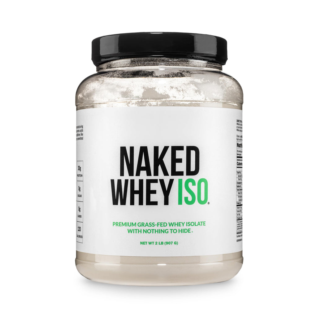 NAKED Whey Isolate Protein - Only 2 Ingredients, 30g Grass-Fed Protein, Zero Carb, Unflavored, Undenatured, Non-GMO, No Soy, Gluten-Free, No
