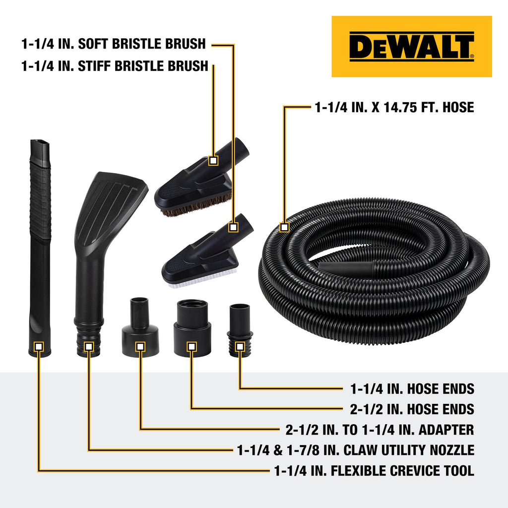 DEWALT 8-Piece Car Detailing Vacuum Hose Accessory Kit, DXVA13-0801
