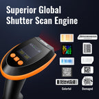 Tera Barcode Scanner Wireless with Screen: Pro Version 1D 2D QR with Setting Keypad Charging Cradle Works with Bluetooth 2.4G Wireless USB Wired