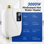 110V Tankless Water Heater Electric, 3000W Tankless Electric Water Heater Instant, Under Sink Water Heater with Digital Display, On Demand Hot Water