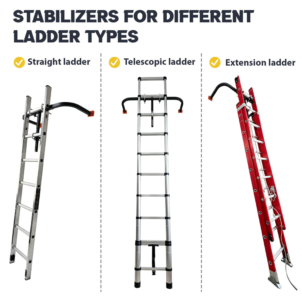 Ladder Stabilizer, Extension Ladder Stabilizer for Roof, Adjustable Ladder Standoff Attachment for Gutters, Windows, Heavy-Duty Steel Ladder