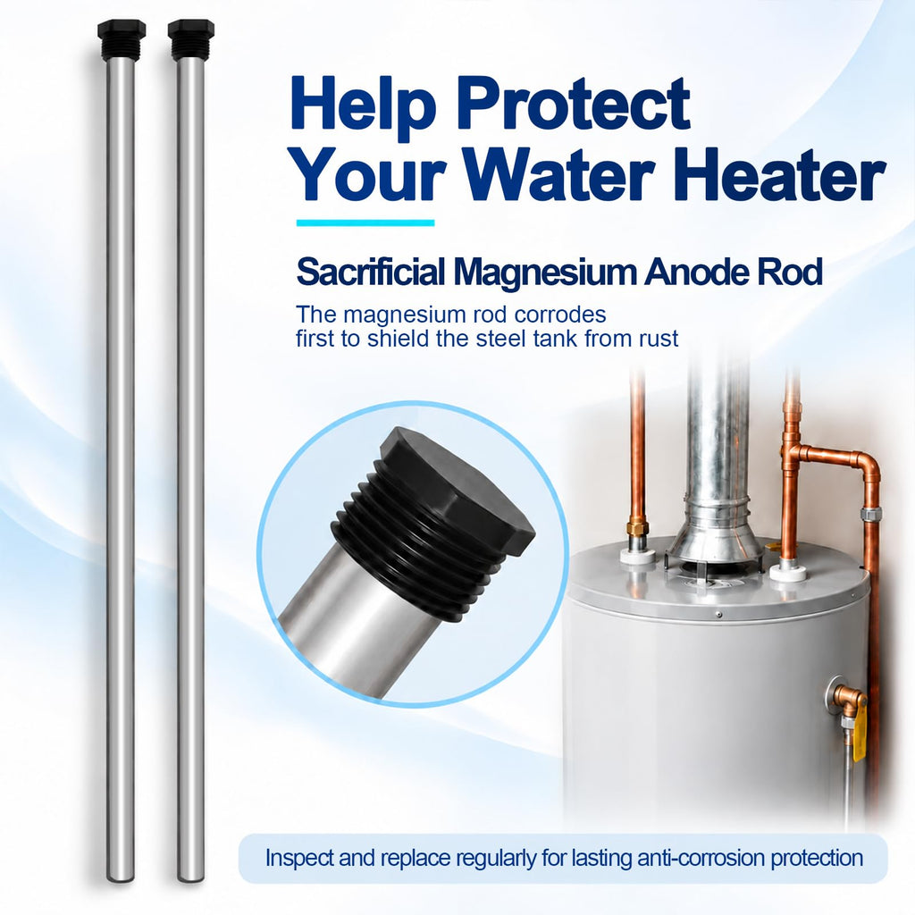 32" Magnesium Anode Rod for Hot Water Heater, 3/4" NPT