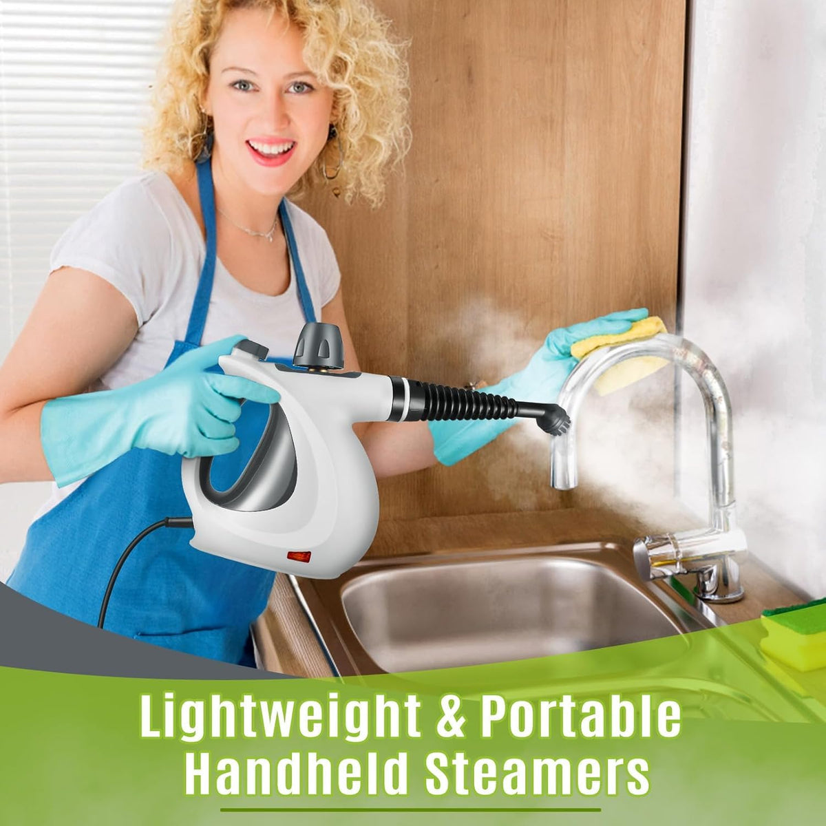 Phueut Pressurized Handheld Multi-Surface Natural Steam Cleaner with 12 pcs Accessories, Multi-Purpose Steamer for Home Use, Steamer for Cleaning