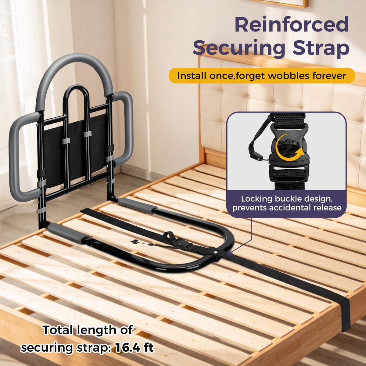Bed Rails for Elderly Adults, 400lbs Load with Motion Sensor Light