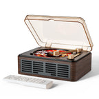 CD Player with Speakers Retro Bluetooth CD Players for Home-Brown