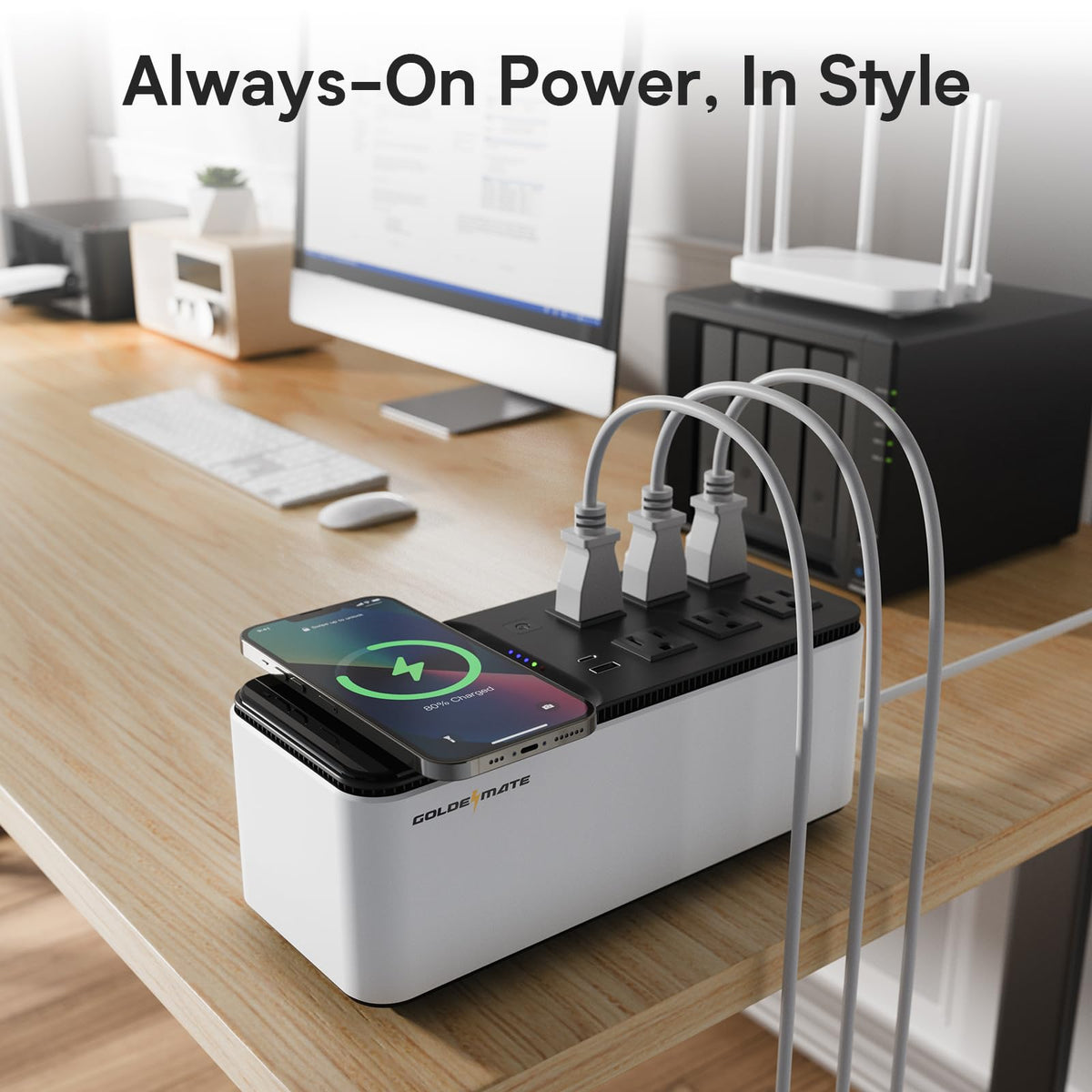 GOLDENMATE 600VA/360W Lithium UPS Battery Backup and Surge Protector