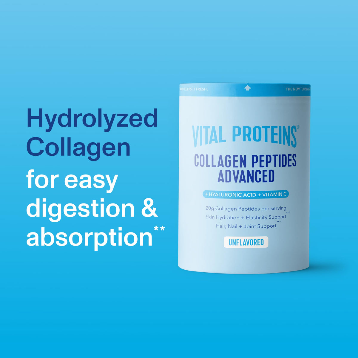 Vital Proteins Collagen Peptides Powder Advanced, Unflavored, 20oz