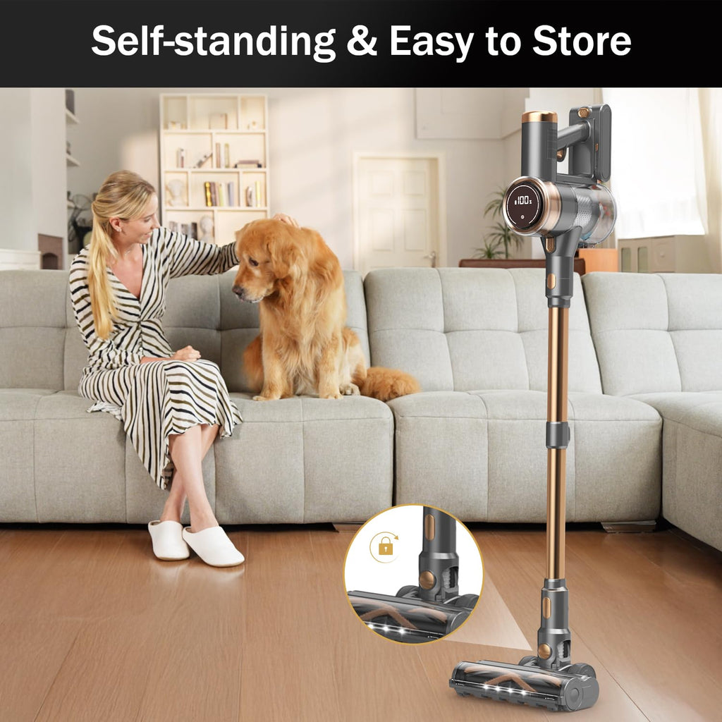 Cordless Vacuum Cleaner, 10-in-1 Lightweight Stick Vacuum with 45mins Runtime, Powerful Suction, LED Touch Screen, Rechargeable Vacuum Cleaners for