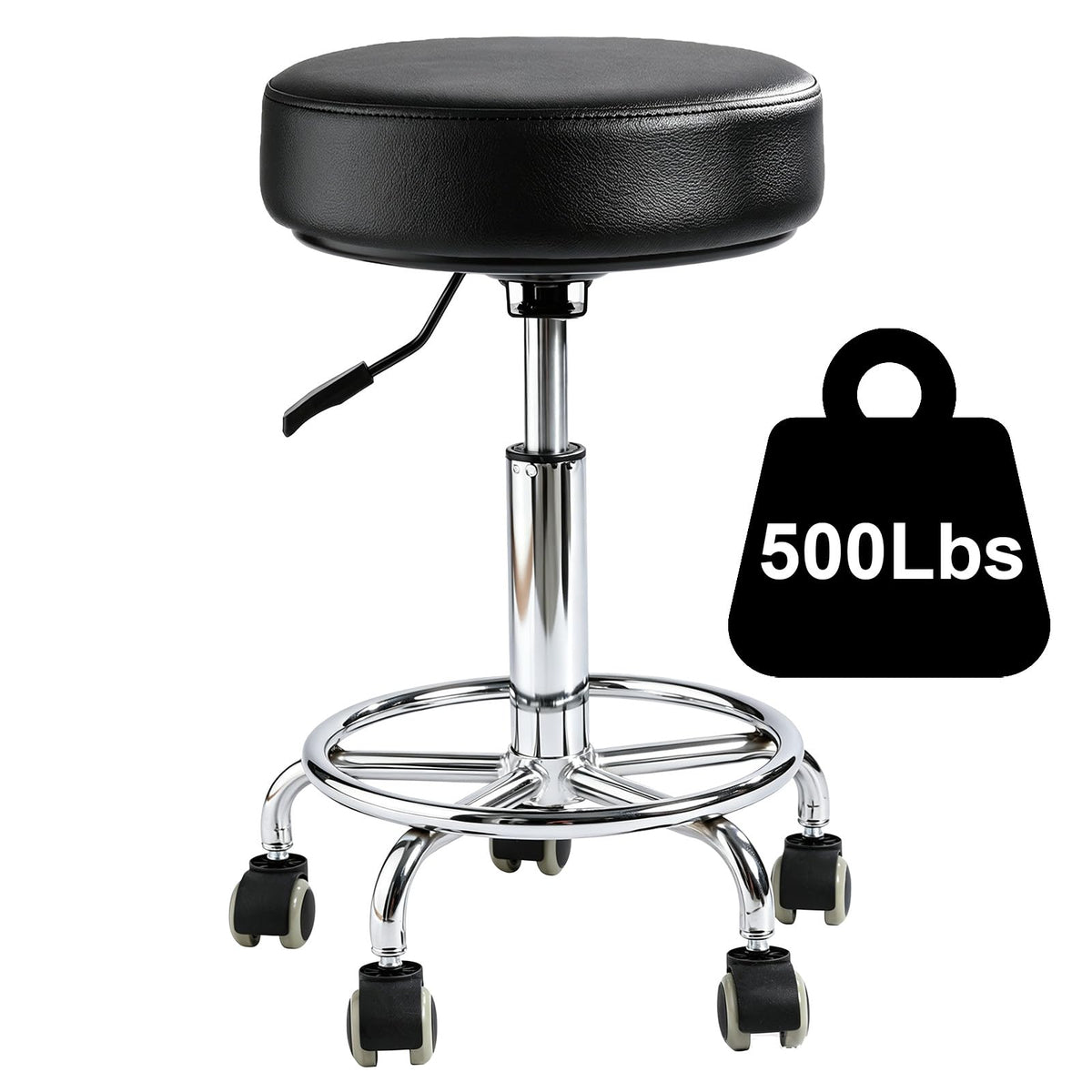 500lb heavy-duty Rolling Stool with Wheels,9.5cm thick Comfort cushion