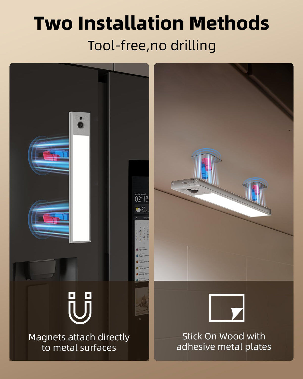 EZVALO 5-Pack 10inch Under Cabinet Lighting, 2400mAh Rechargeable Motion Sensor Light, Magnetic Closet Lights with Dimmable & 3 Color Temps, Wireless