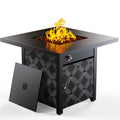 28Inch Propane Fire Pit Table, 50,000 BTU Outdoor Gas Fire Pit Table CSA-Certified for Outside Patio with Removable Lid and Lava Rocks, Add Warmth
