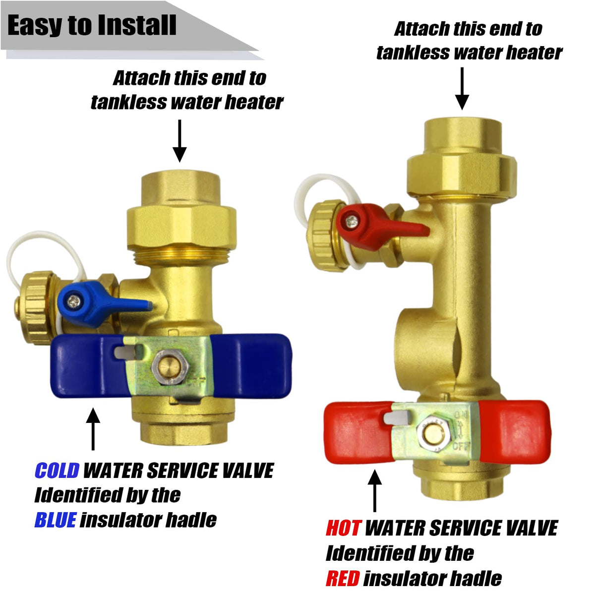 3/4 Inch IPS Isolator Tankless Water Heater Service Isolation Valve Kit