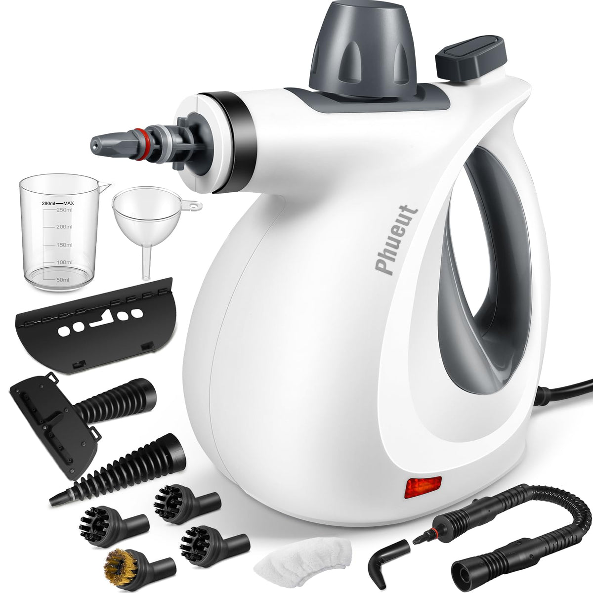 Phueut Pressurized Handheld Multi-Surface Natural Steam Cleaner with 12 pcs Accessories, Multi-Purpose Steamer for Home Use, Steamer for Cleaning