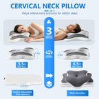 Ergo Pillow for Sleep Apnea, Neck Pain, and Snoring Relief | Cervical Neck Pillow for Neck Pain Relief & Side Sleeper | Orthopedic Memory Foam with
