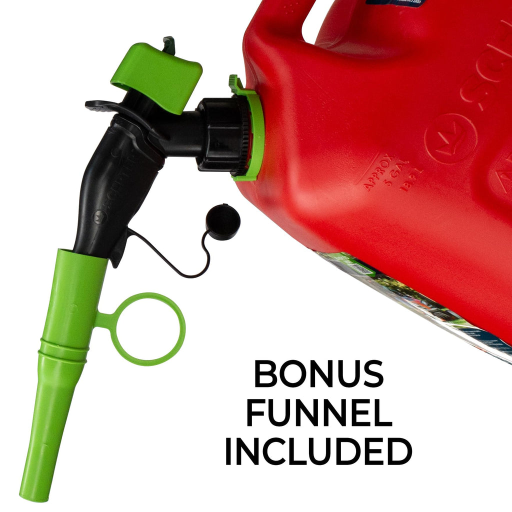 Scepter 5 Gal Gas Can, Spill Proof SmartControl Spout, Spout Extender, Red