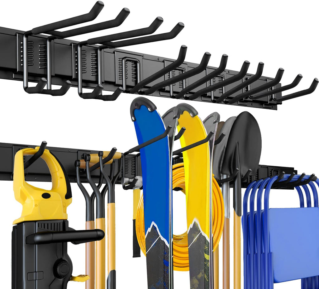 48" Garage Tool Organizer Wall Mount, 440lbs Garden Garage Storage Garage Organization with Adjustable Heavy Duty Hanging Hooks, Yard Rack Hanger