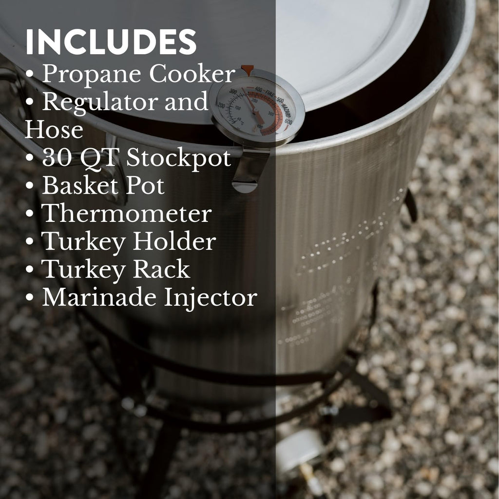 GasOne 30QT Turkey Fryer Set and Seafood Boil with Propane Gas Burner, Perforated Basket – Perfect Outdoor Cooker for Crawfish, Crab, Shrimp, Lobster