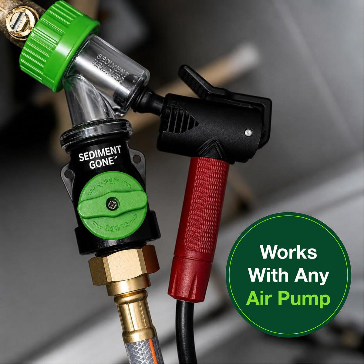 The Original Sediment Gone™ Water Heater Flush Kit & Sediment Removal Tool