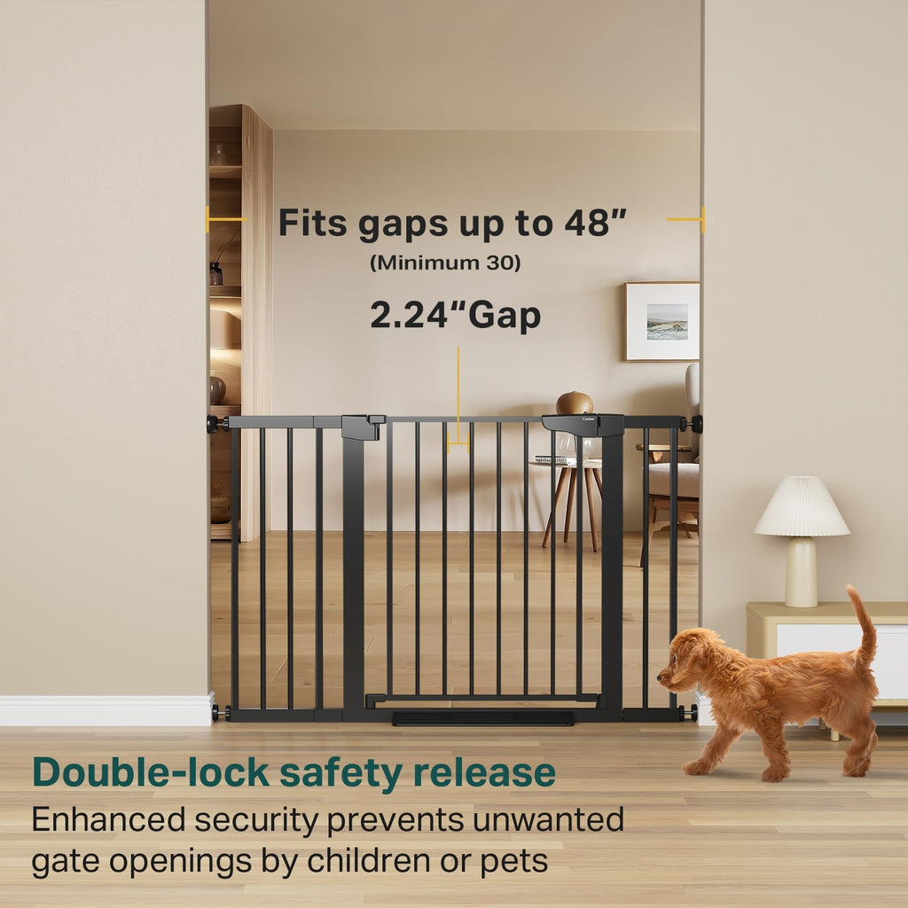 Cumbor 30-48 in Baby Gate for Stairs, Auto Close Dog Gate Indoor, Black