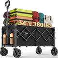 NWH 34'' Extra Long Collapsible Wagon, 380lbs Large Capacity Folding Wagons Carts with Wheels Foldable, Heavy Duty Utility Cart with All-Terrain
