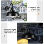 Solar Barn Light for Outside, Dusk to Dawn Outdoor Wall Lights Solar Powered, Farmhouse Exterior Wall Sconce, Industrial Outside Lighting Fixture