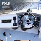 Pyle Marine Headunit Receiver Speaker Kit - In-Dash LCD Digital Stereo Built-in Bluetooth & Microphone w/ AM FM Radio System 5.25’’ Waterproof