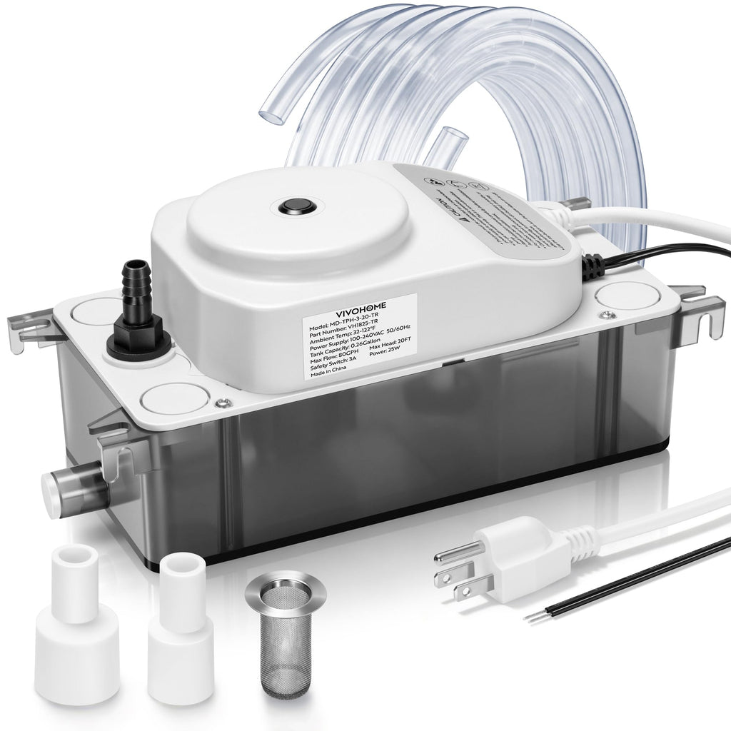 VIVOHOME 100V-240V 80 GPH HVAC Condensate Pump with Automatic Safety Alarm