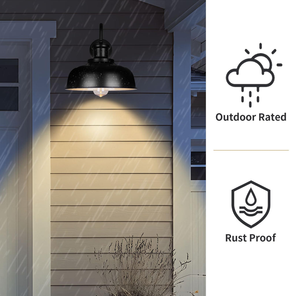 Solar Barn Light for Outside, Dusk to Dawn Outdoor Wall Lights Solar Powered, Farmhouse Exterior Wall Sconce, Industrial Outside Lighting Fixture