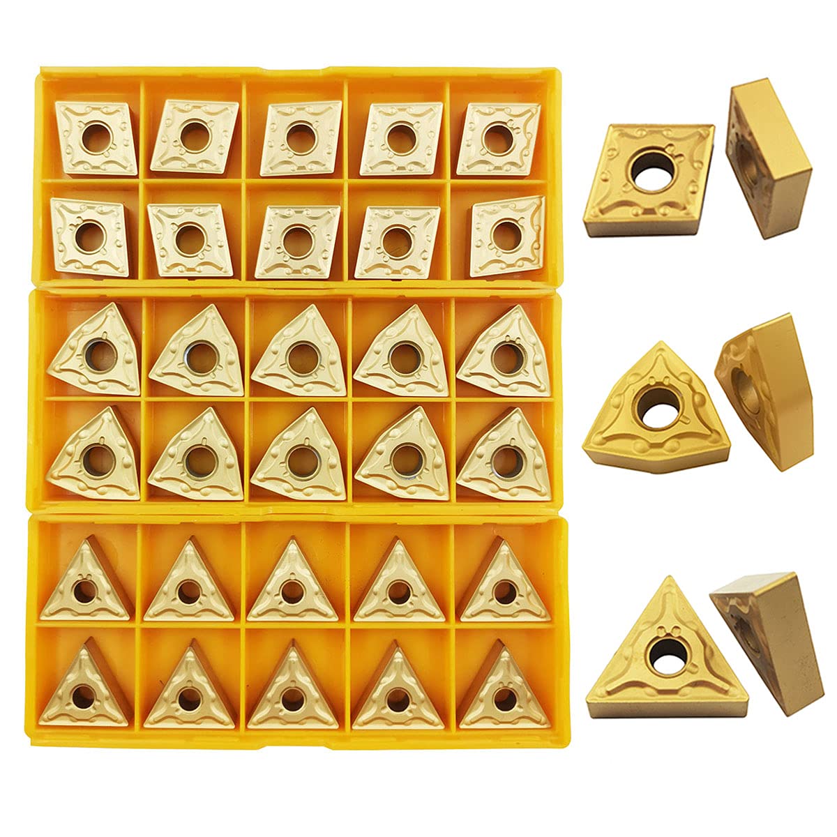 5/8" 36PCS Indexable Carbide Lathe Turning Tool Insert Holder Bit Set MTJNR1616H16 + MWLNR1616H08 + MCLNR1616H12 with CNMG 431 + WNMG 431 + TNMG 331