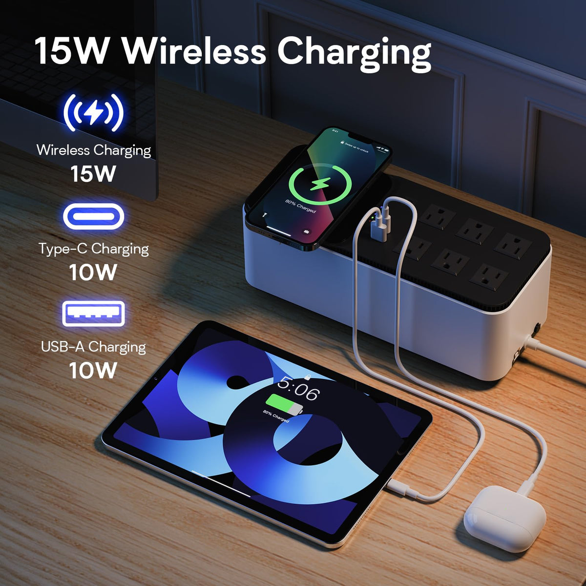 GOLDENMATE 600VA/360W Lithium UPS Battery Backup and Surge Protector