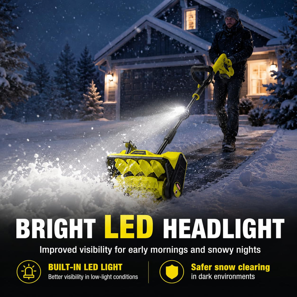 40V Brushless Cordless Snow Shovel, 13Inch Electric Snow Blower with 3 * 4.0 Ah Battery and Charger, Battery Powered Snow Shovel with 25FT Throw