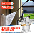 YAMATIC 3/4" Horizontal Shaft Pressure Washer Pump Max 3400 PSI 2.5 GPM