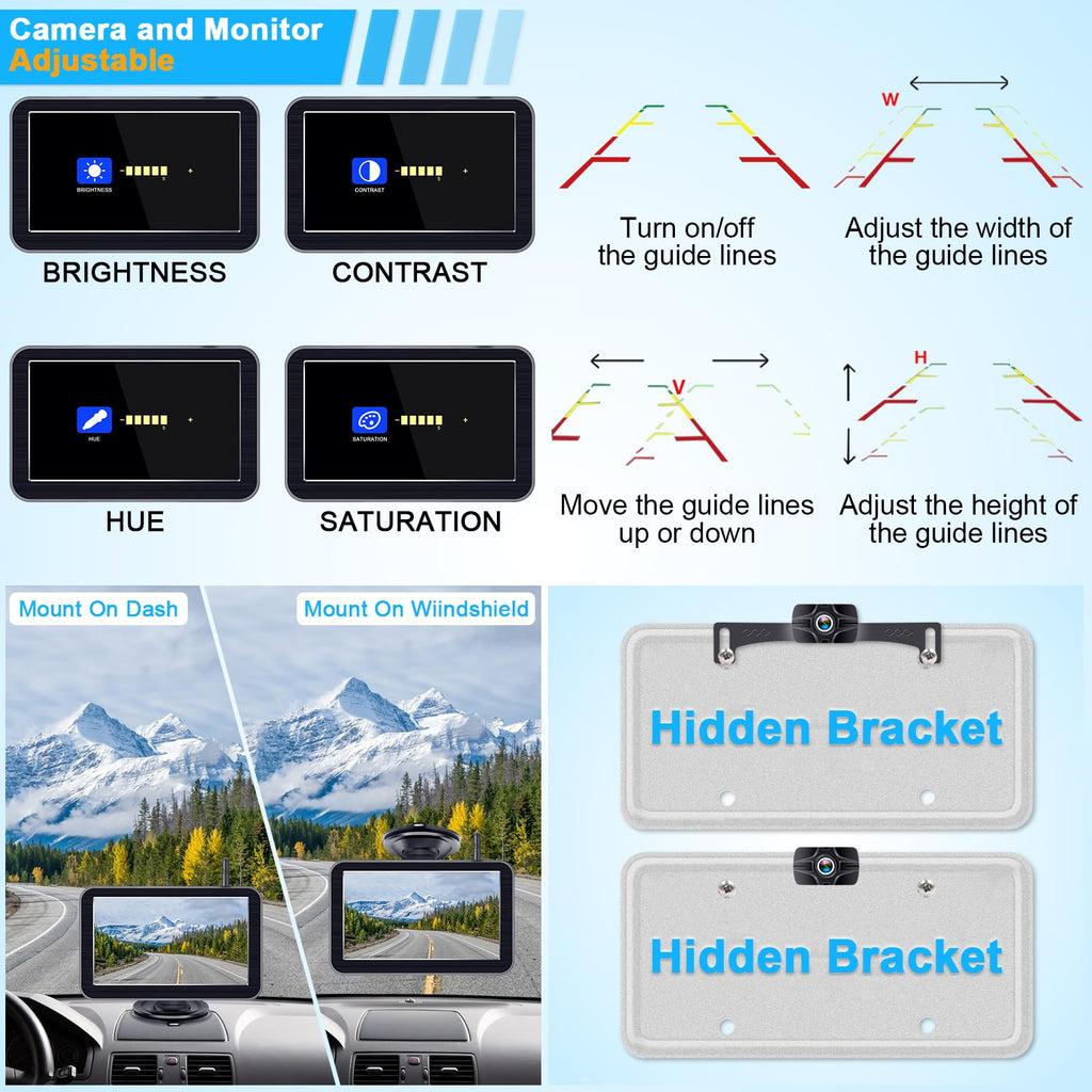 HD 1080P 7 Inch Wireless Backup Camera for Truck: 15-Min Easy to Install